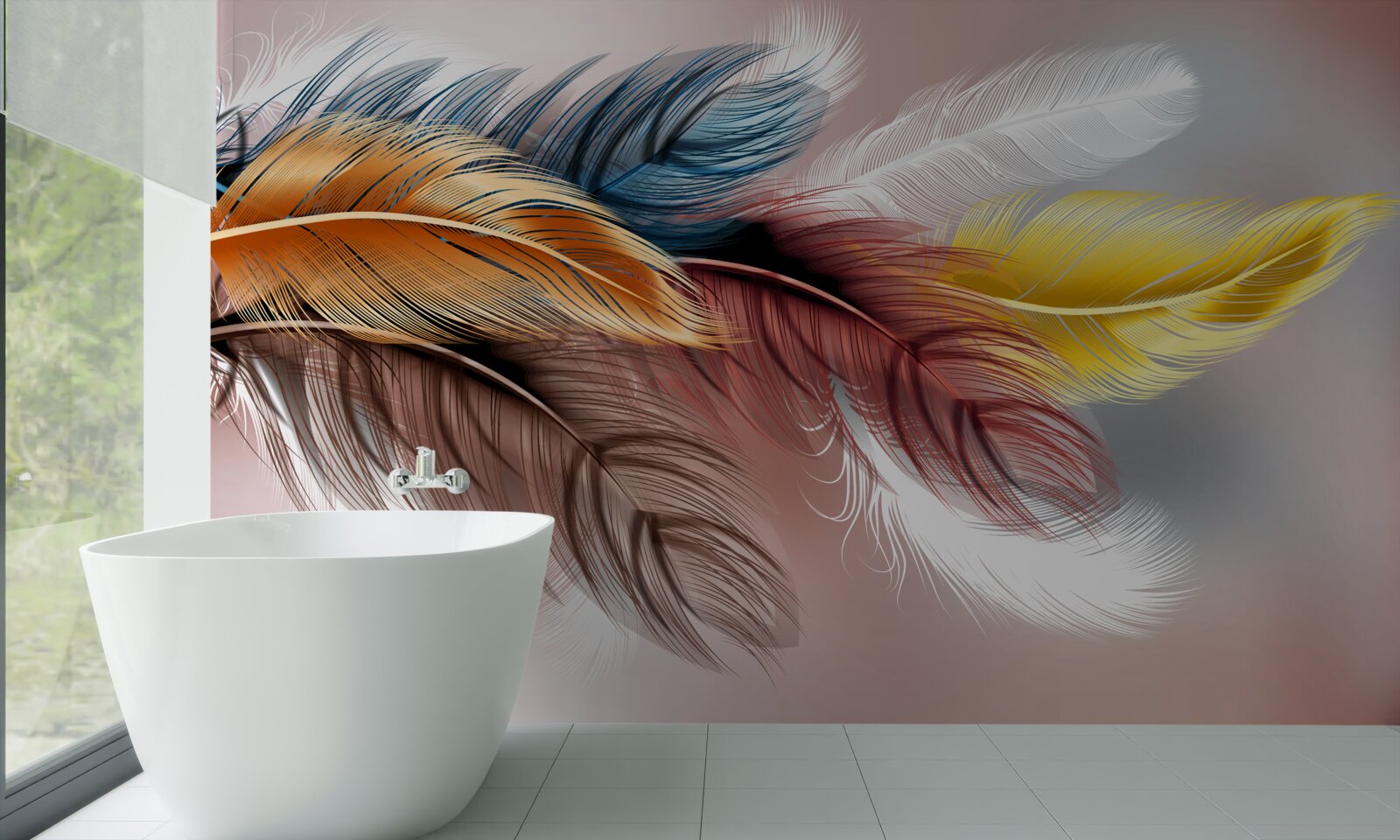 Papier peint plumage de différentes couleurs