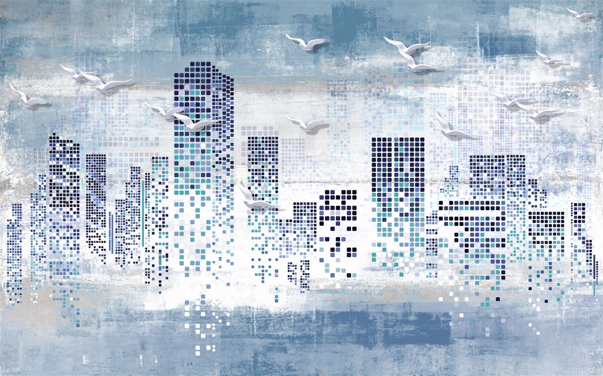 Papier peint New York pixellisé