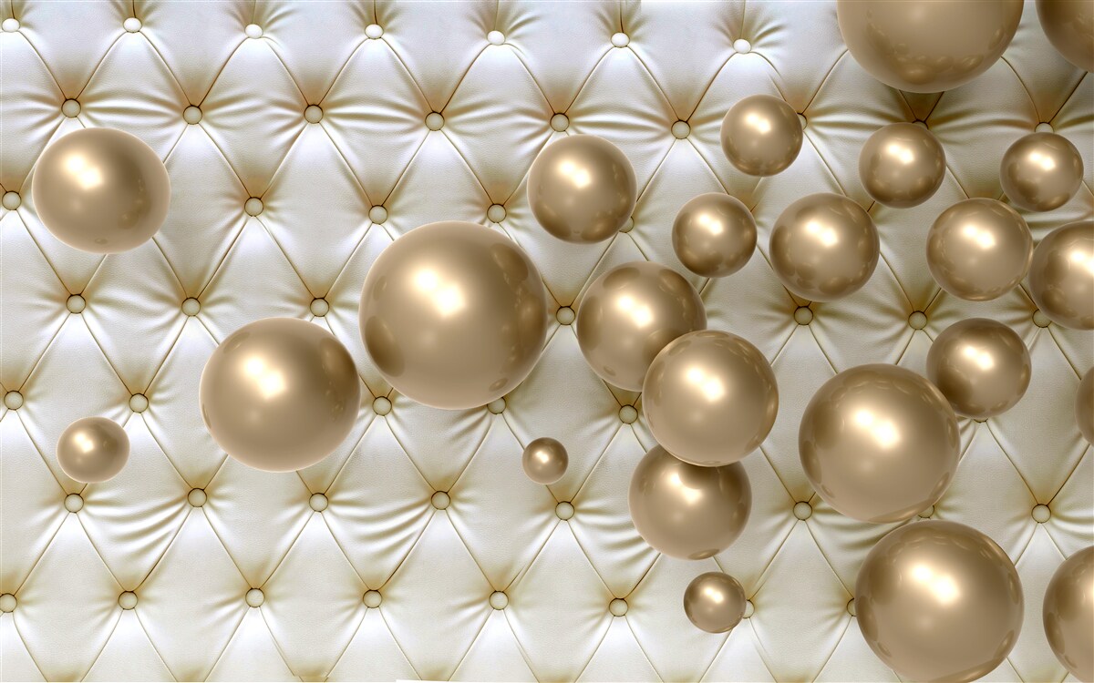 Papier peint tissu orné de perles dorées