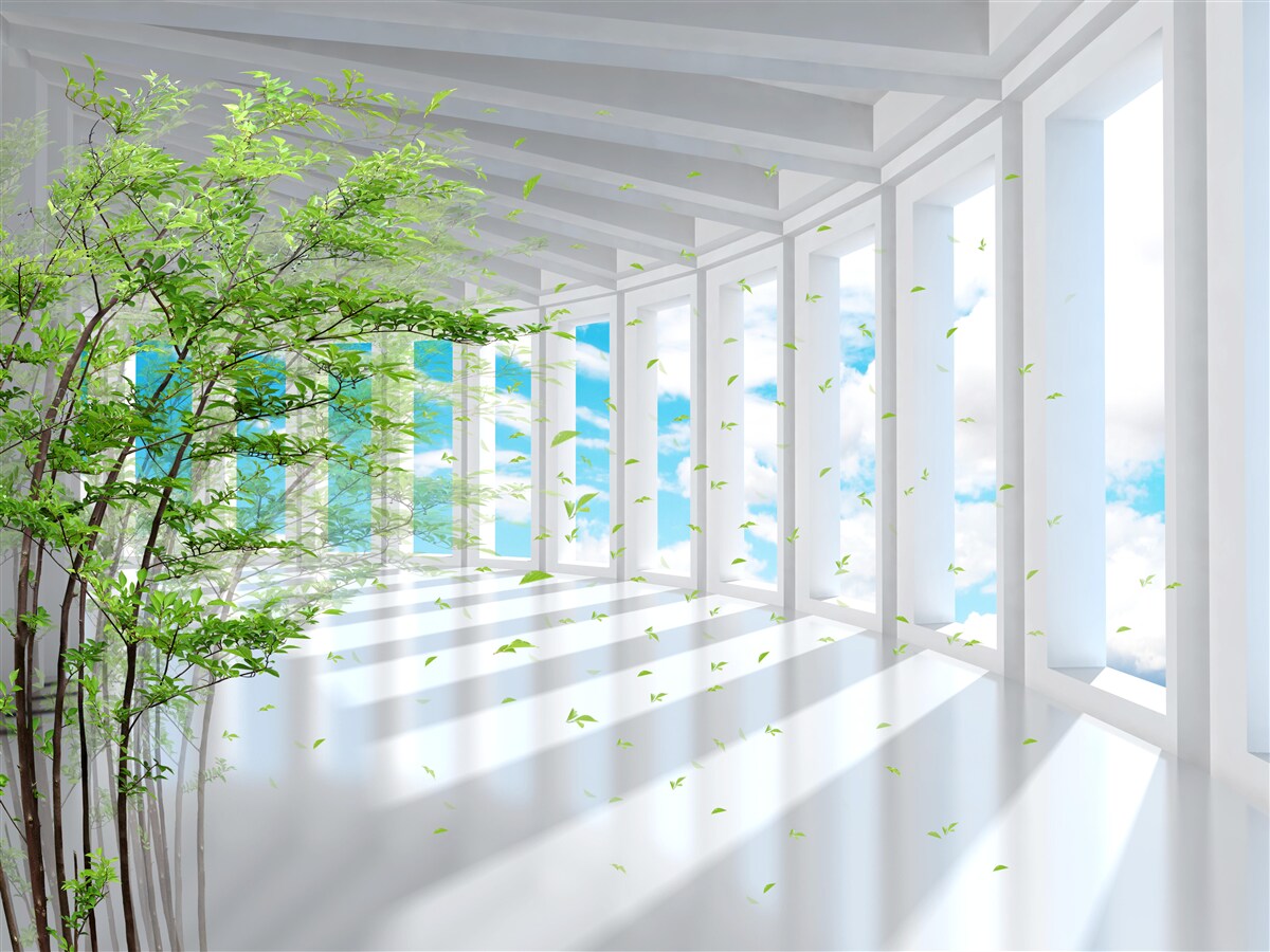 Papier peint couloir abstrait décoré d'un arbre vert