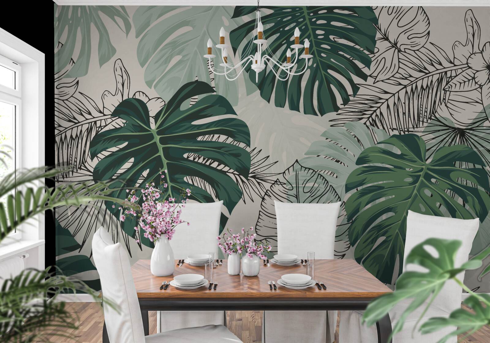 Papier peint Les feuilles de monstera texturées sont majestueuses