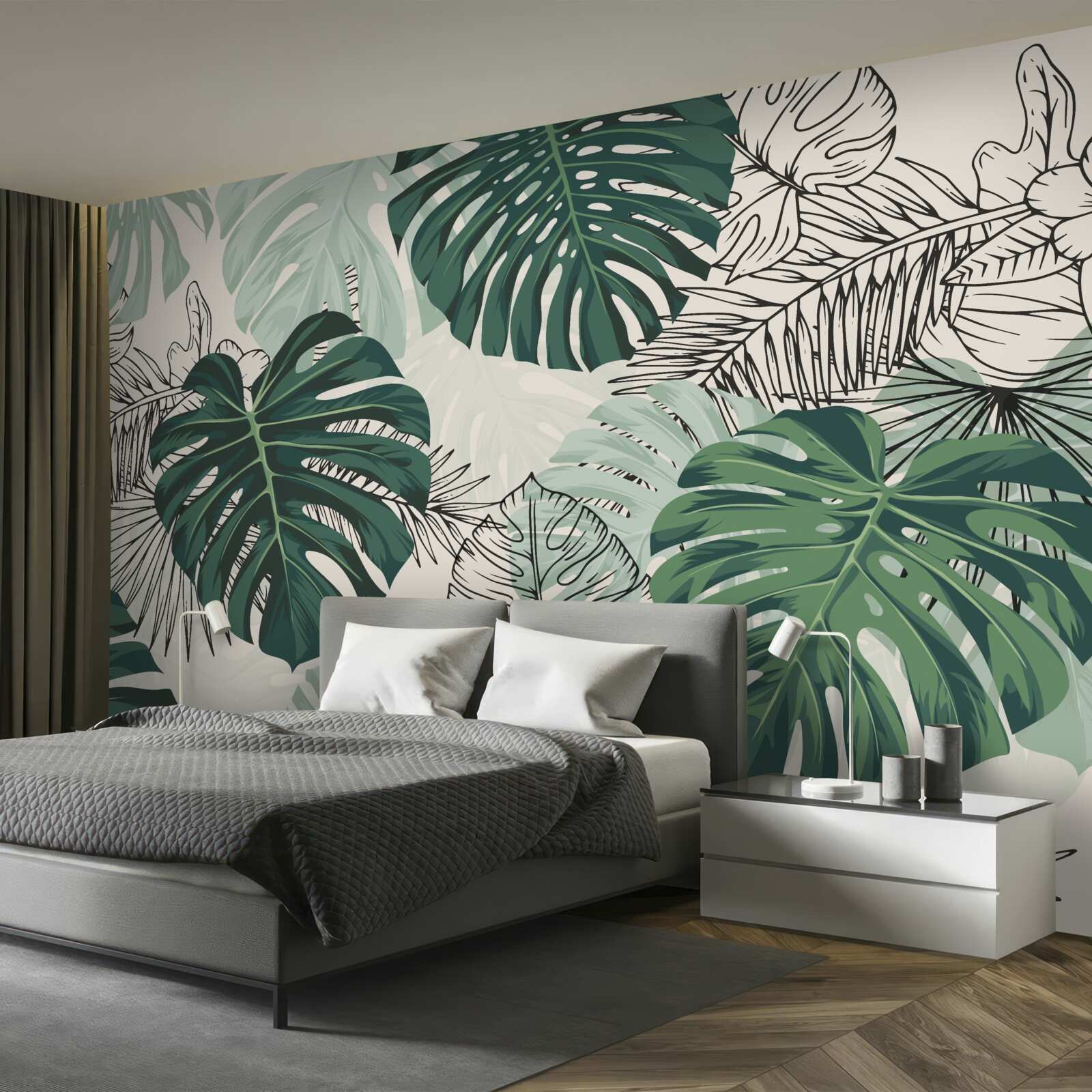 Papier peint Les feuilles de monstera texturées sont majestueuses