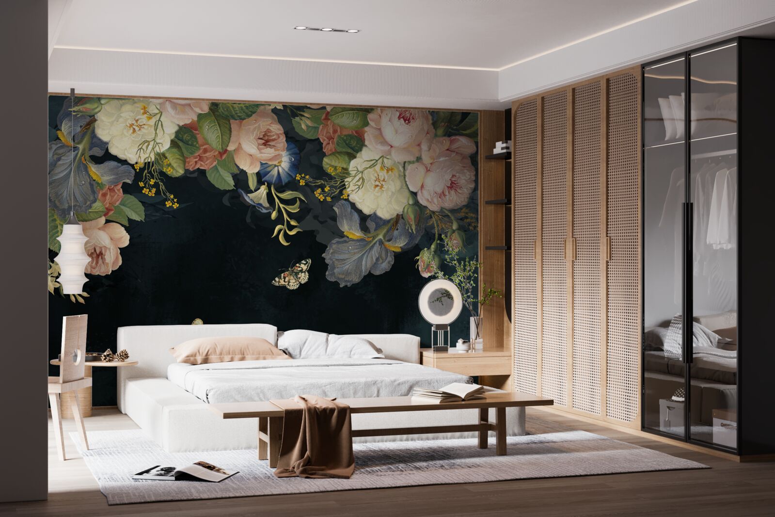 Papier peint flore sur fond sombre