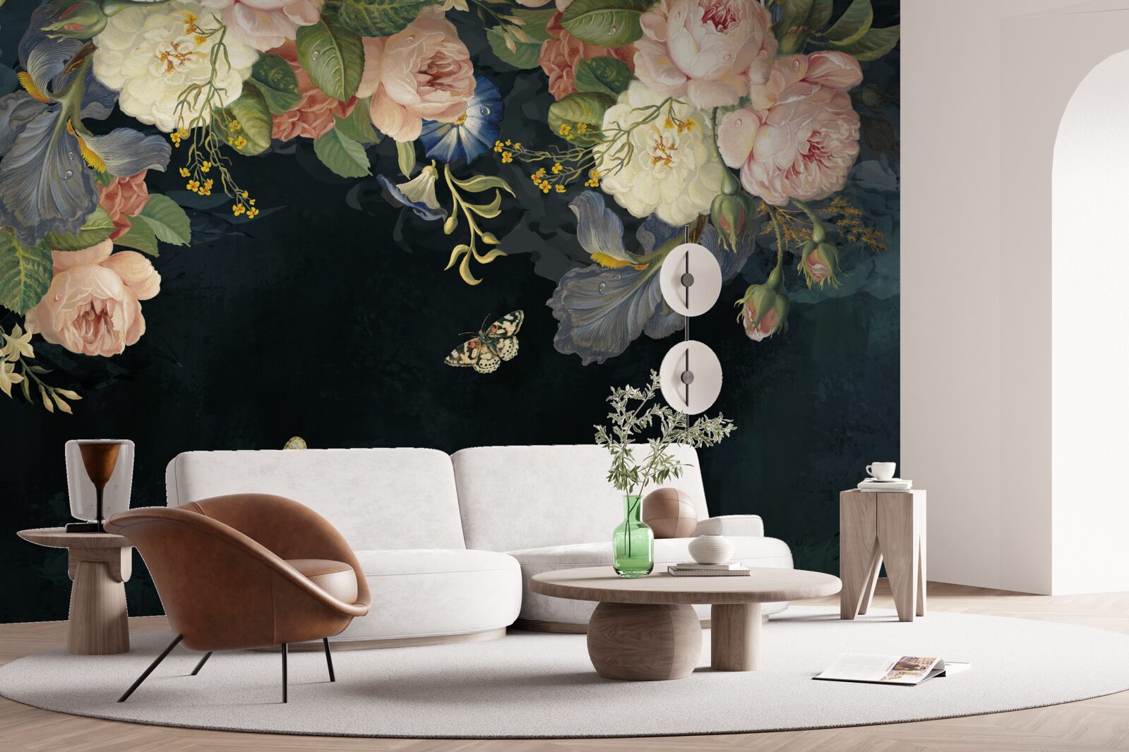 Papier peint flore sur fond sombre