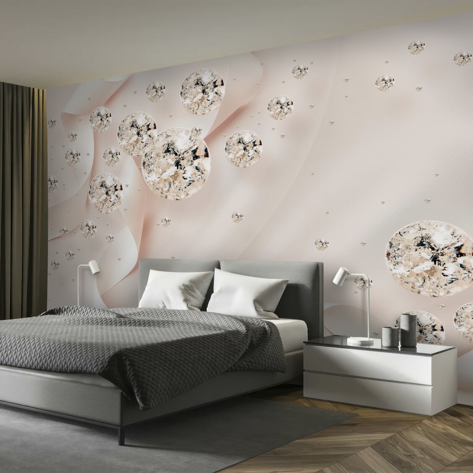 Papier peint diamants et perles sur soie fine