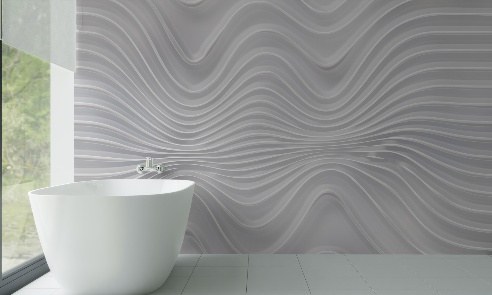 Papier peint lignes courbes sur fond gris