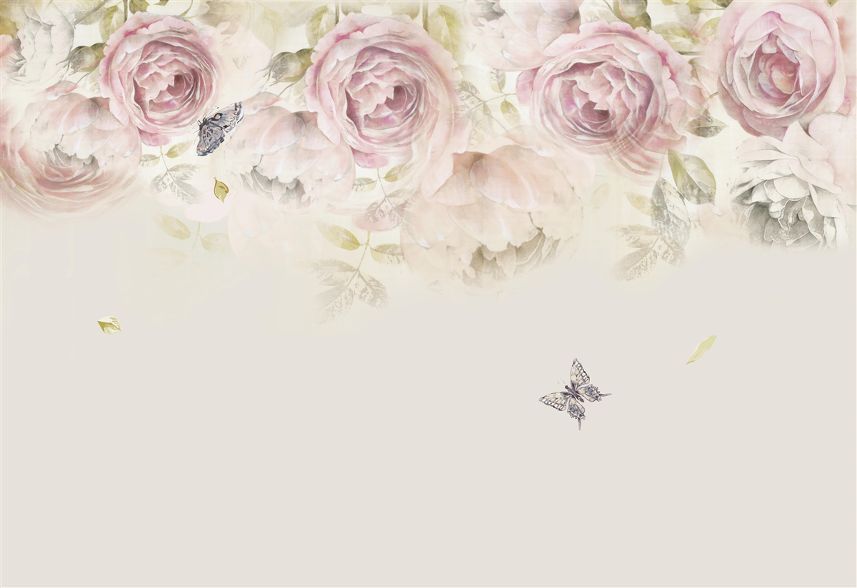 Papier peint couronne de roses abondantes