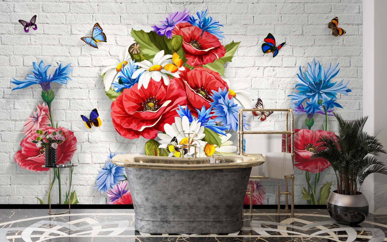Papier peint des papillons et des fleurs remplis de la splendeur du printemps