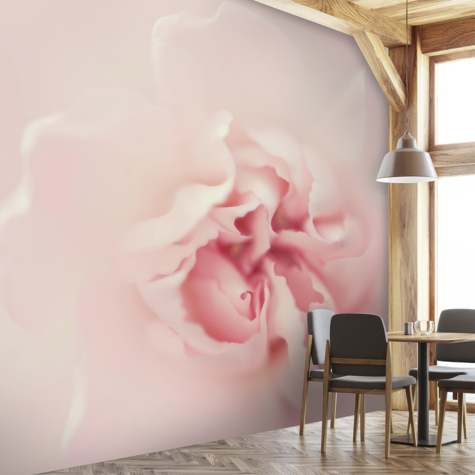Papier peint image détaillée du cœur d'une fleur rose