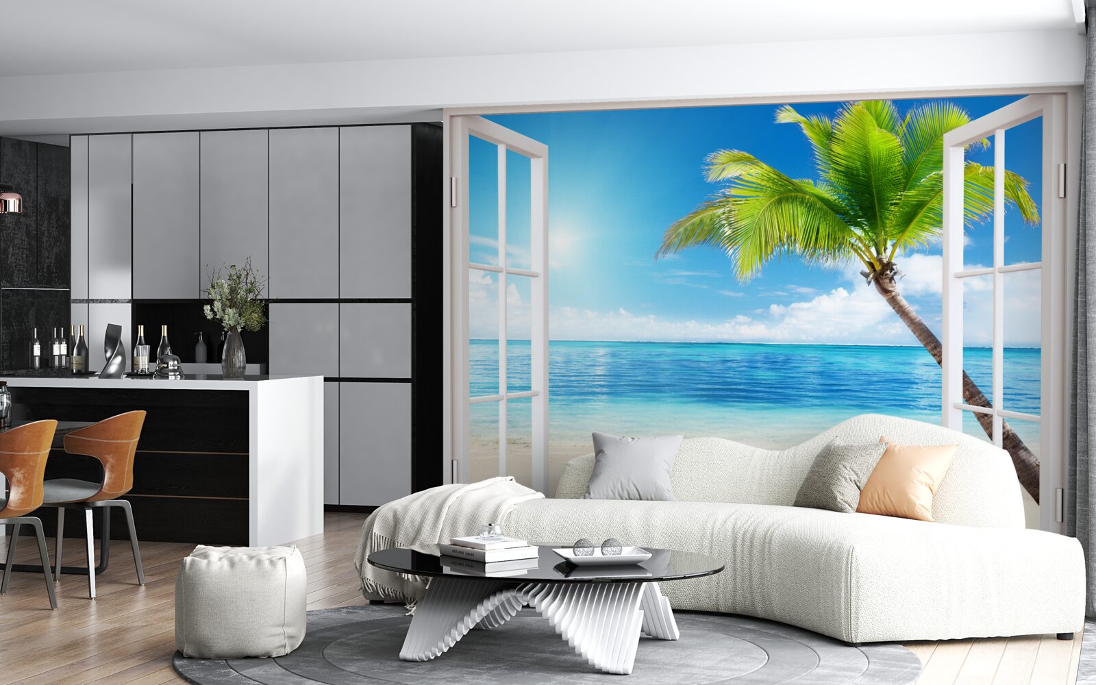 Papier peint De l'autre côté de la fenêtre, un plaisir tropical exotique