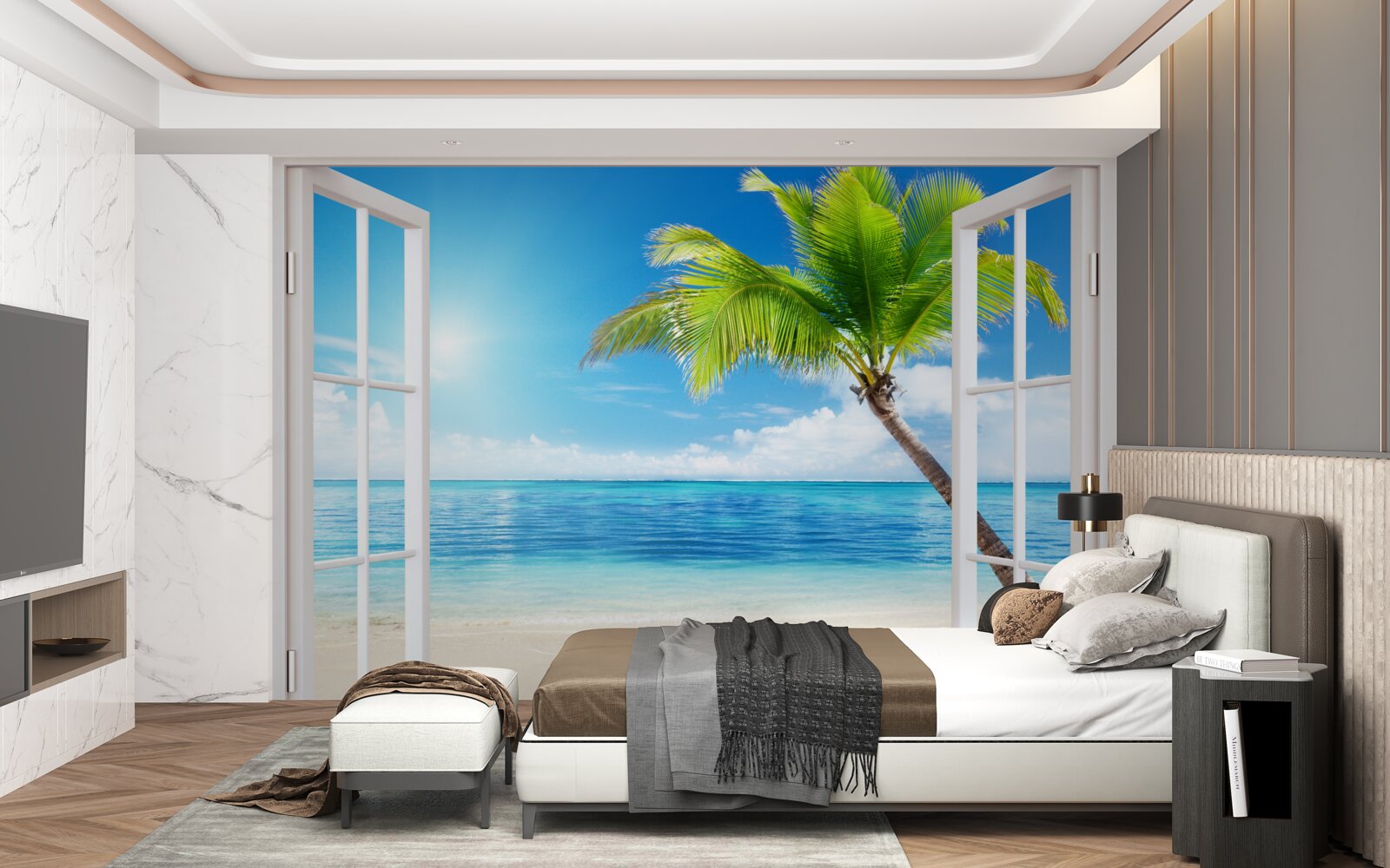 Papier peint De l'autre côté de la fenêtre, un plaisir tropical exotique