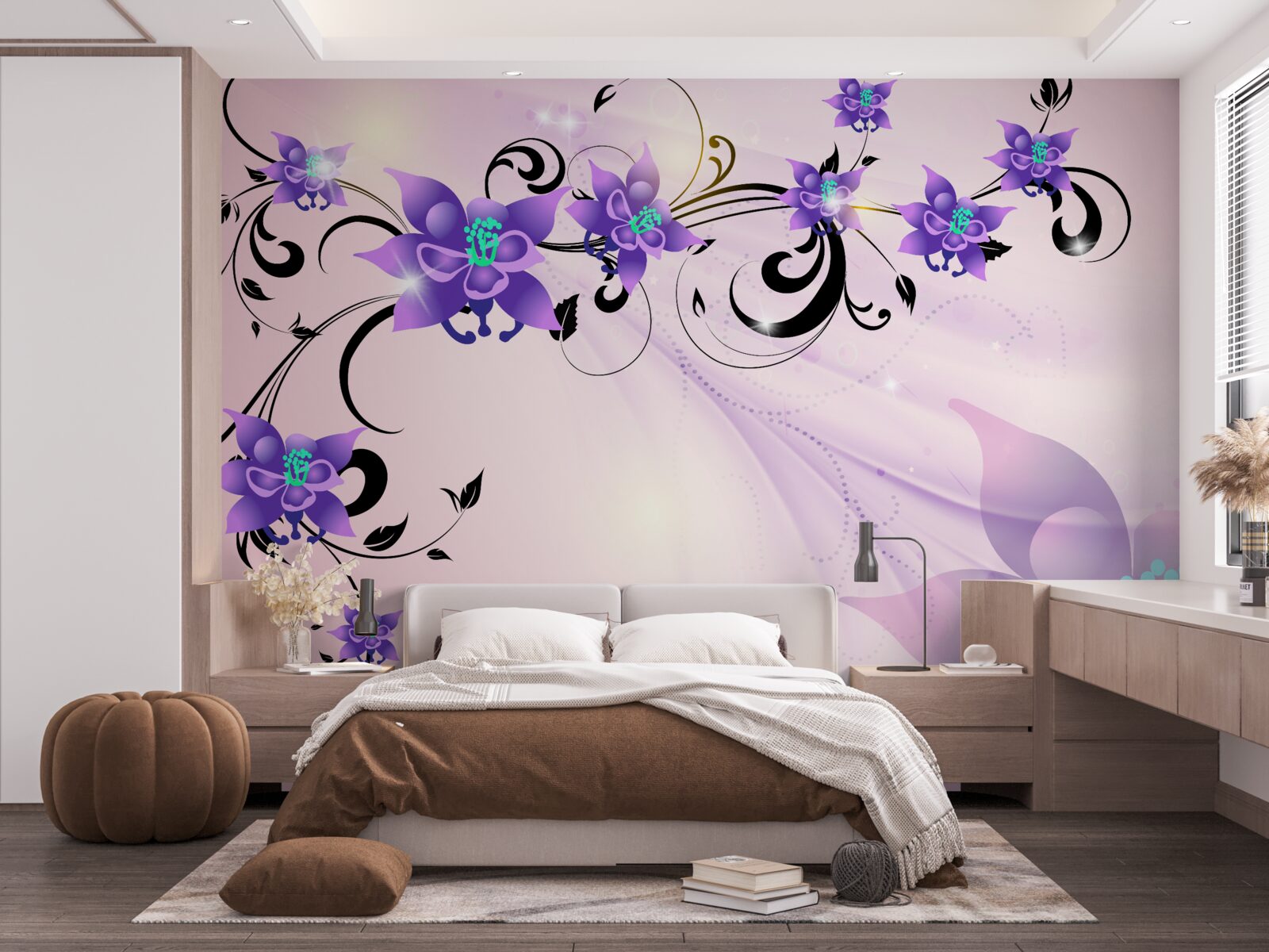 Papier peint l'éclat des fleurs violettes