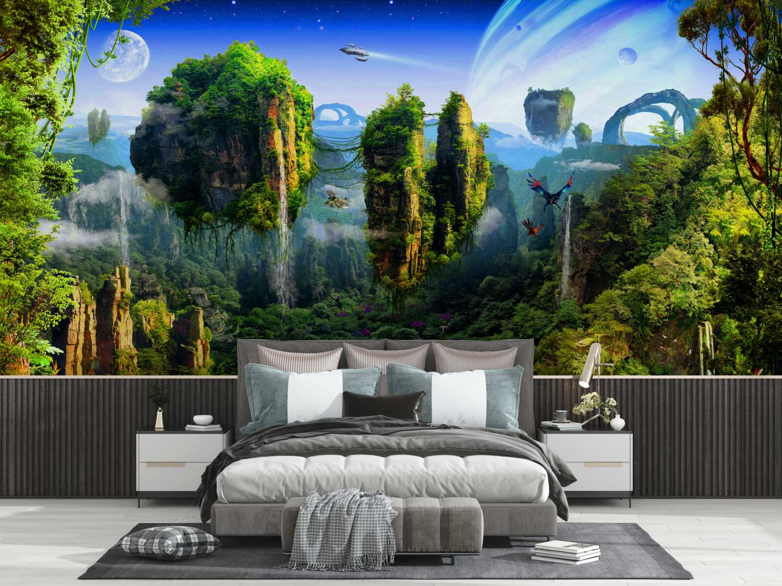 Papier peint ville verte dans un style fantastique