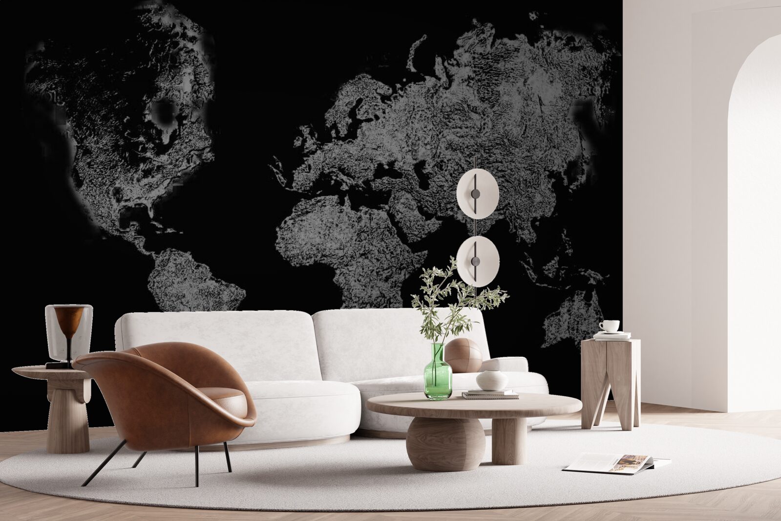 Papier peint carte du monde avec projection en relief