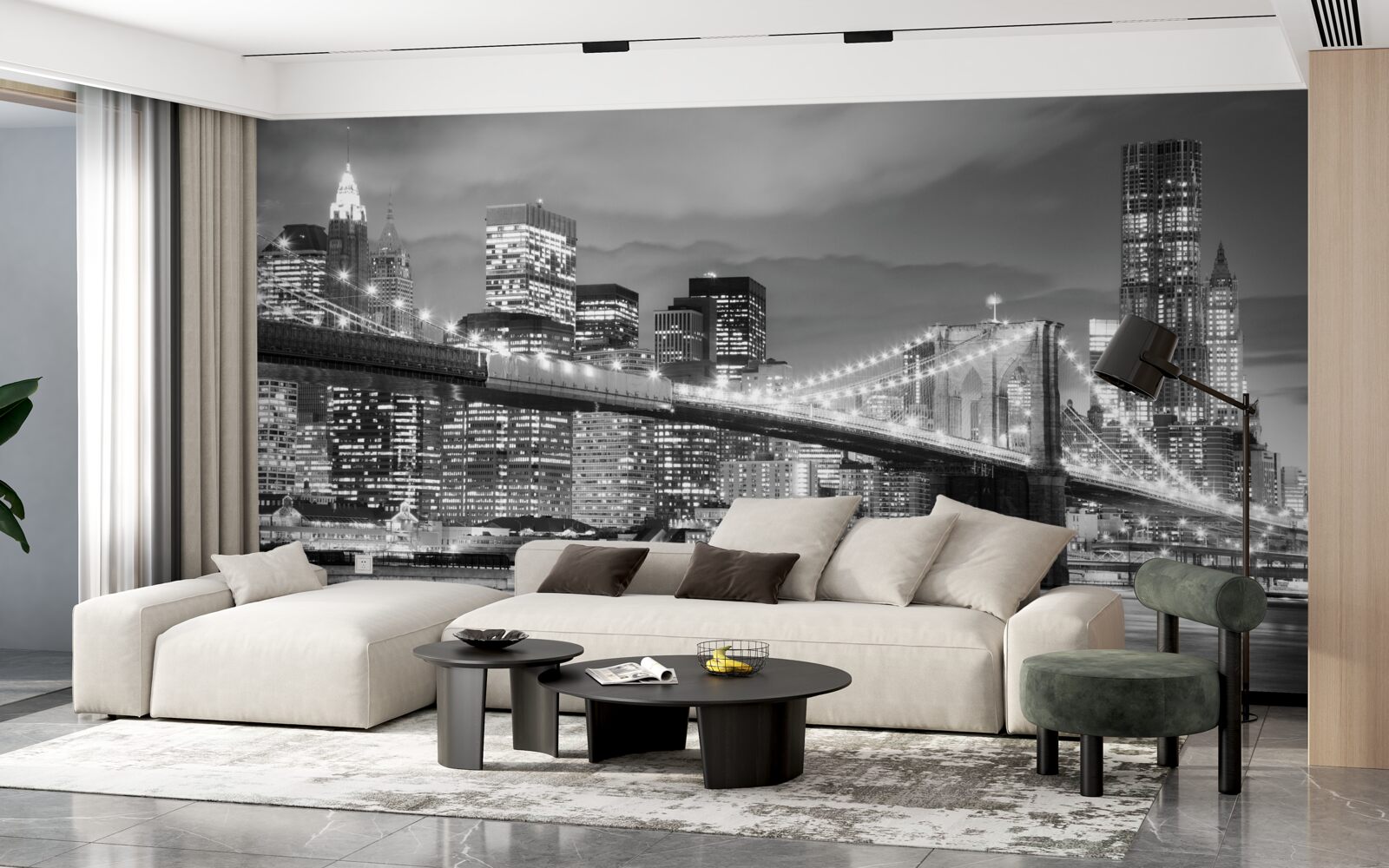 Papier peint new york en noir et blanc