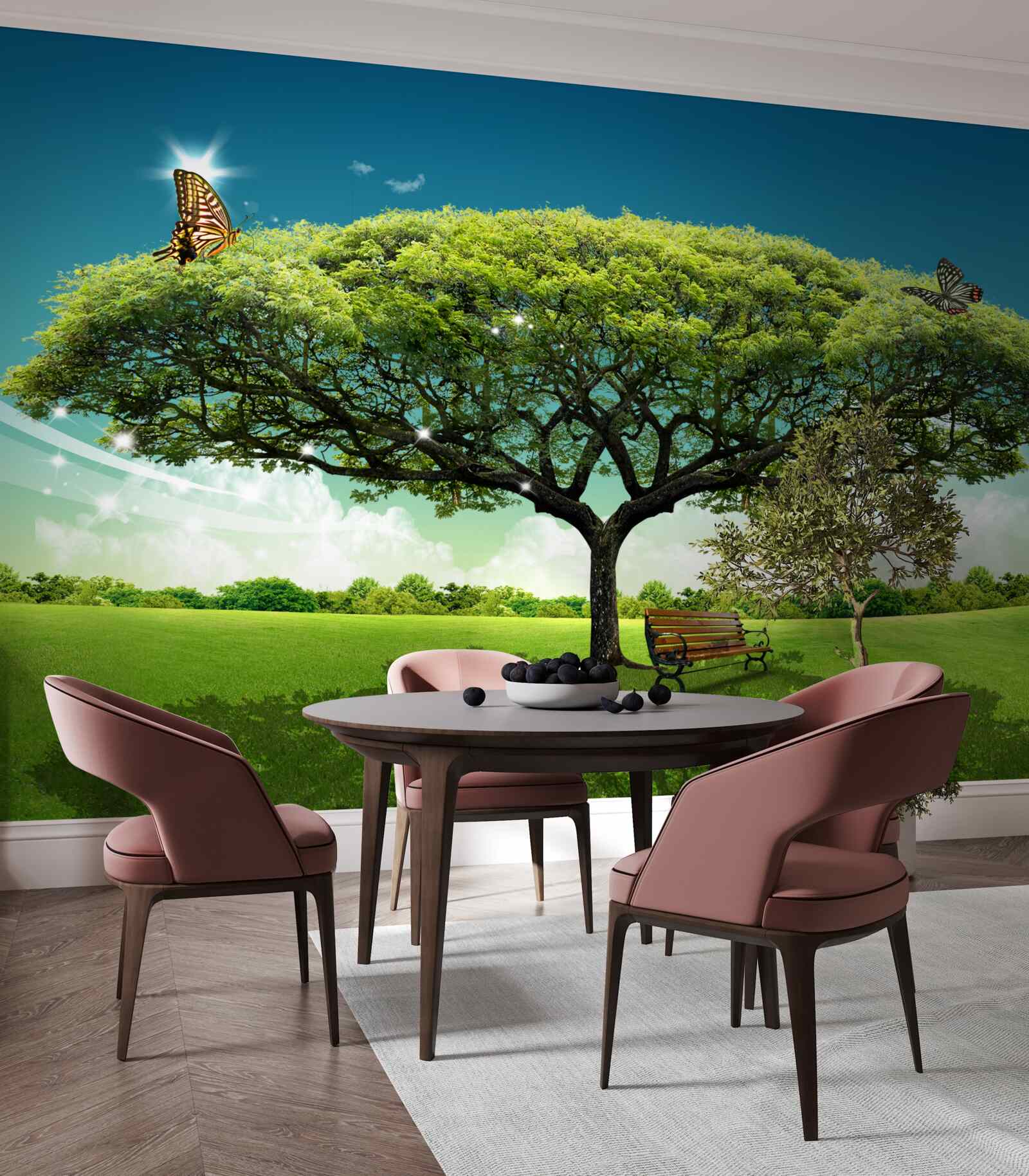 Papier peint grand arbre émeraude