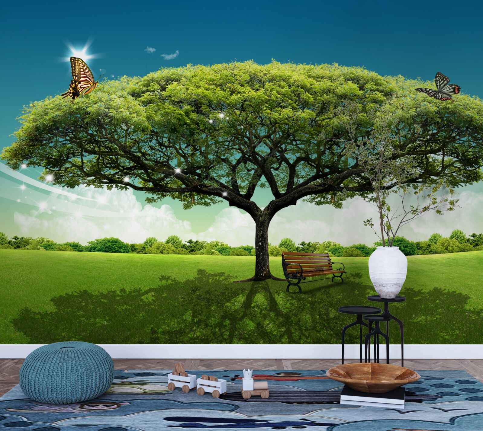 Papier peint grand arbre émeraude
