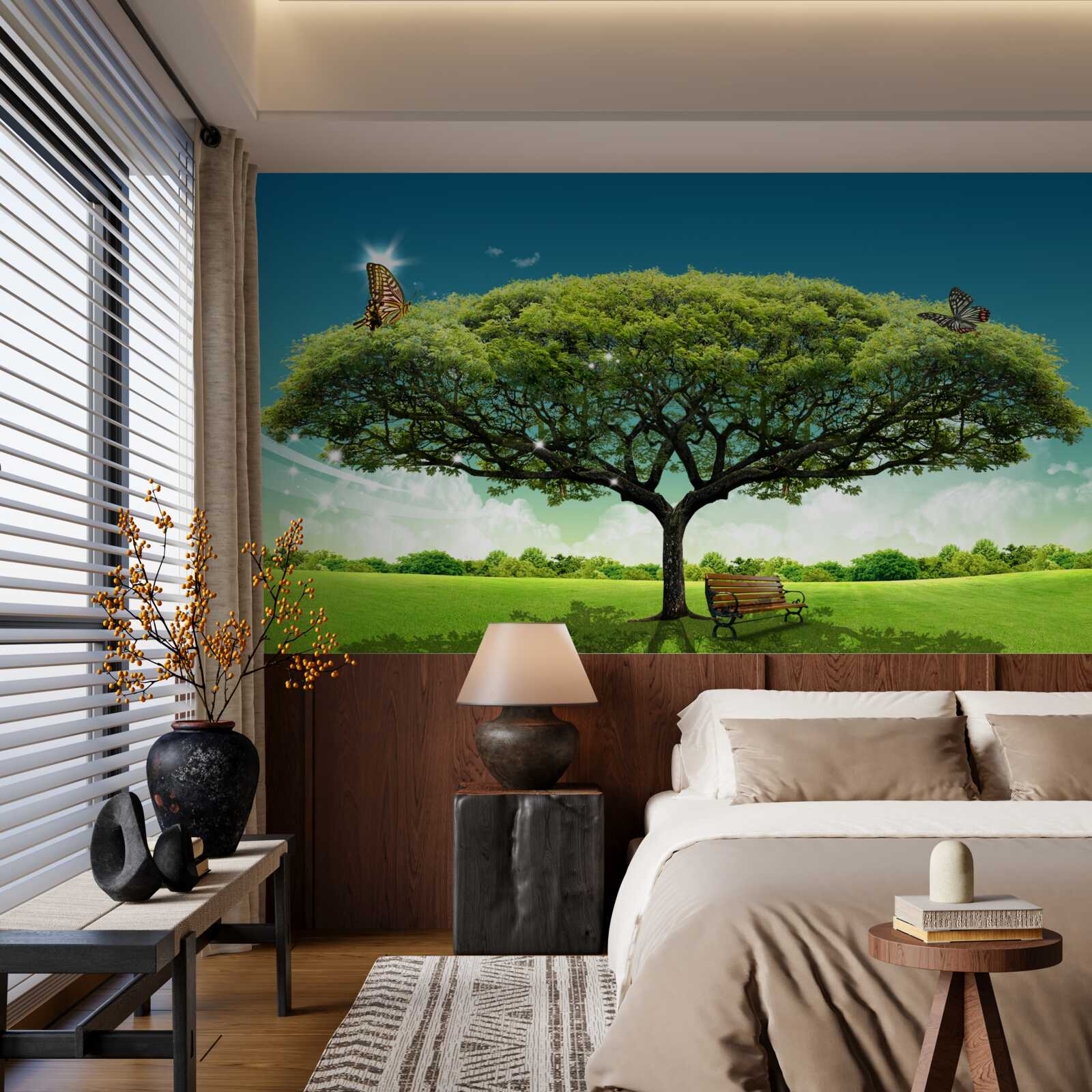 Papier peint grand arbre émeraude