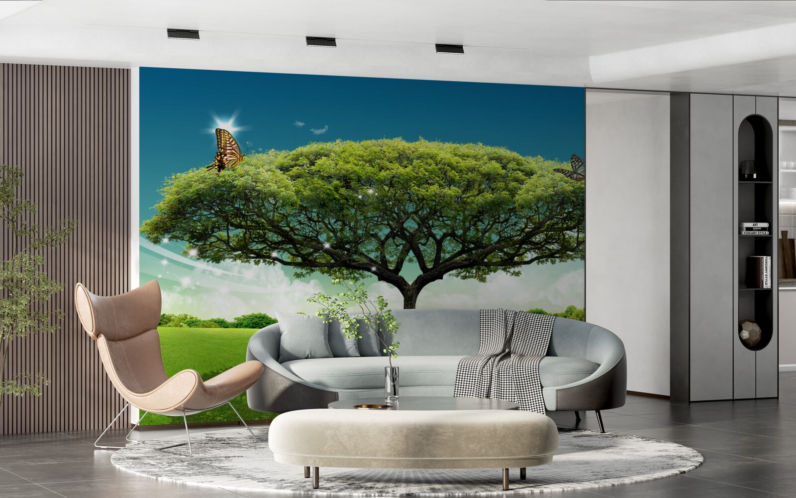 Papier peint grand arbre émeraude