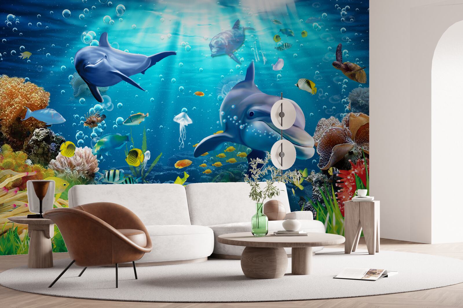 Papier peint les dauphins vivent au fond de la mer