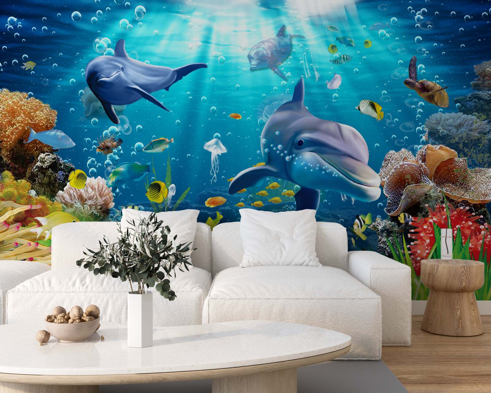 Papier peint les dauphins vivent au fond de la mer