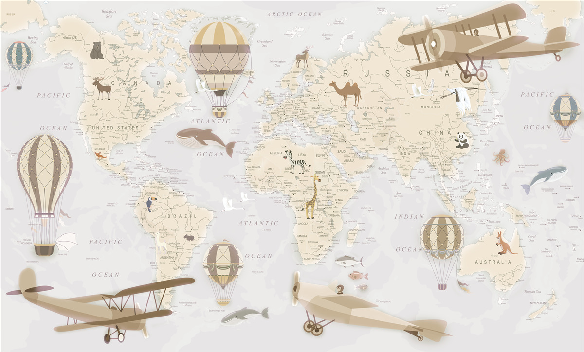 Papier peint carte du monde avec un maximum de détails