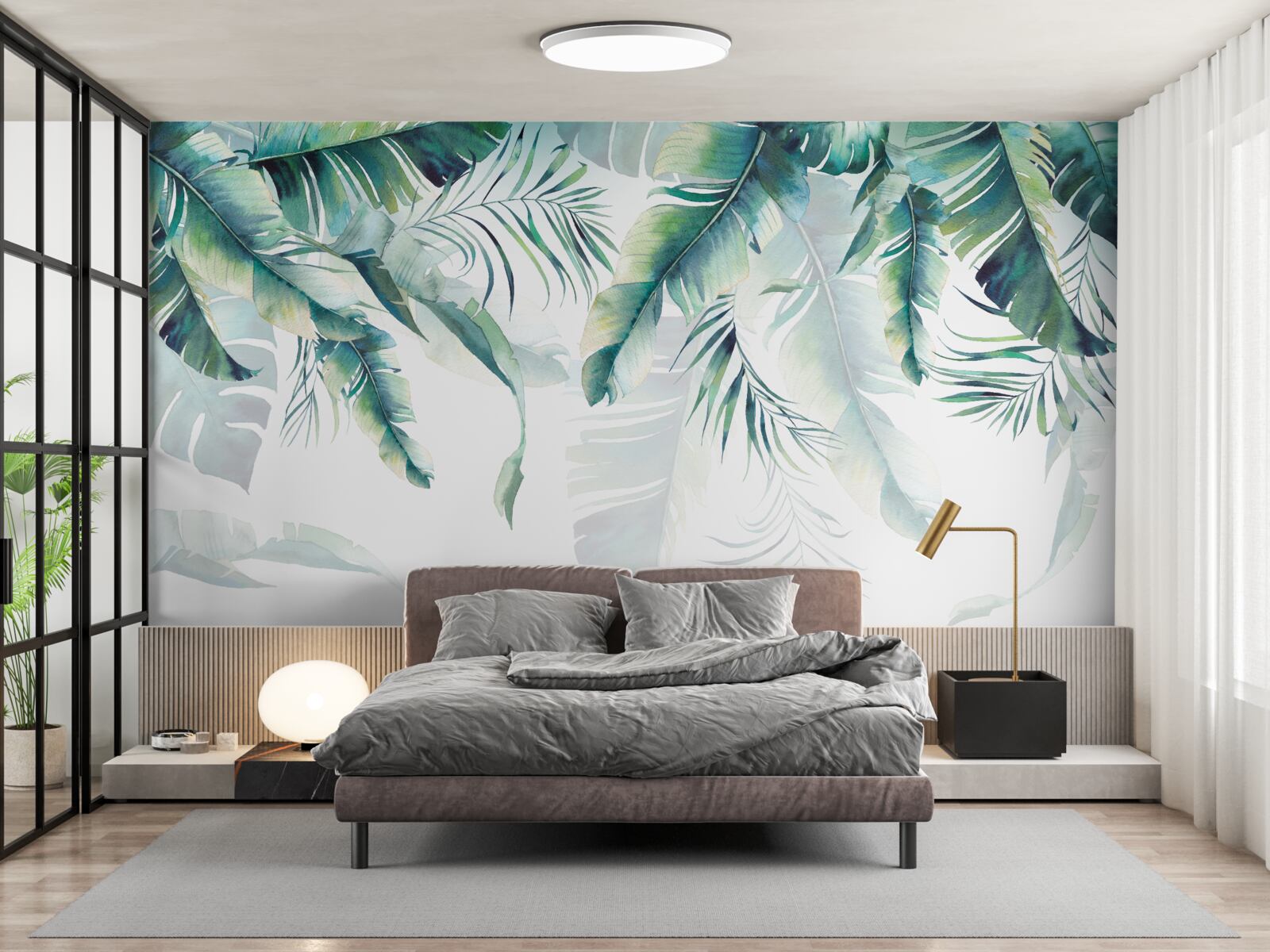 Papier peint les feuilles sont grandes et vertes