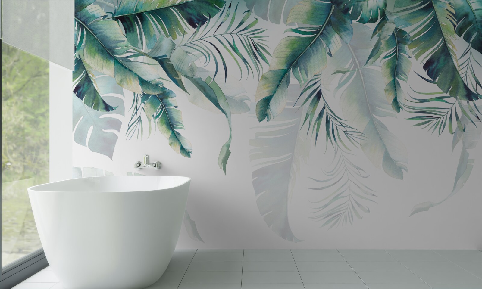 Papier peint les feuilles sont grandes et vertes