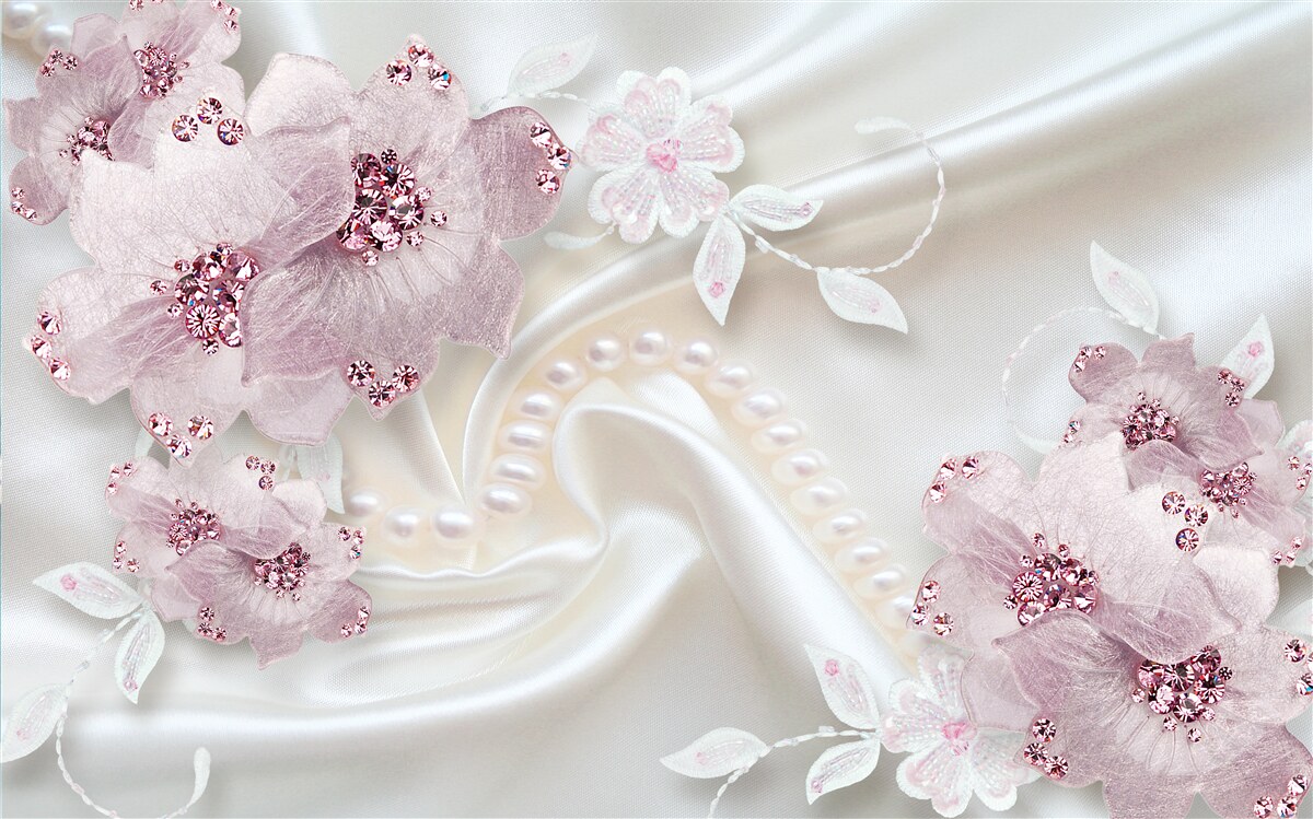 Papier peint le tissu de soie est décoré de bourgeons roses
