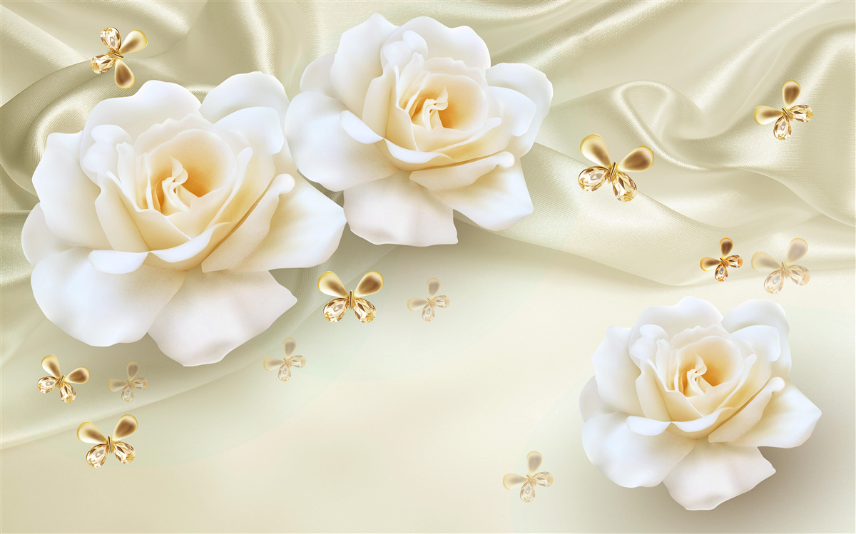 Papier peint roses de couleur crème sur fond clair