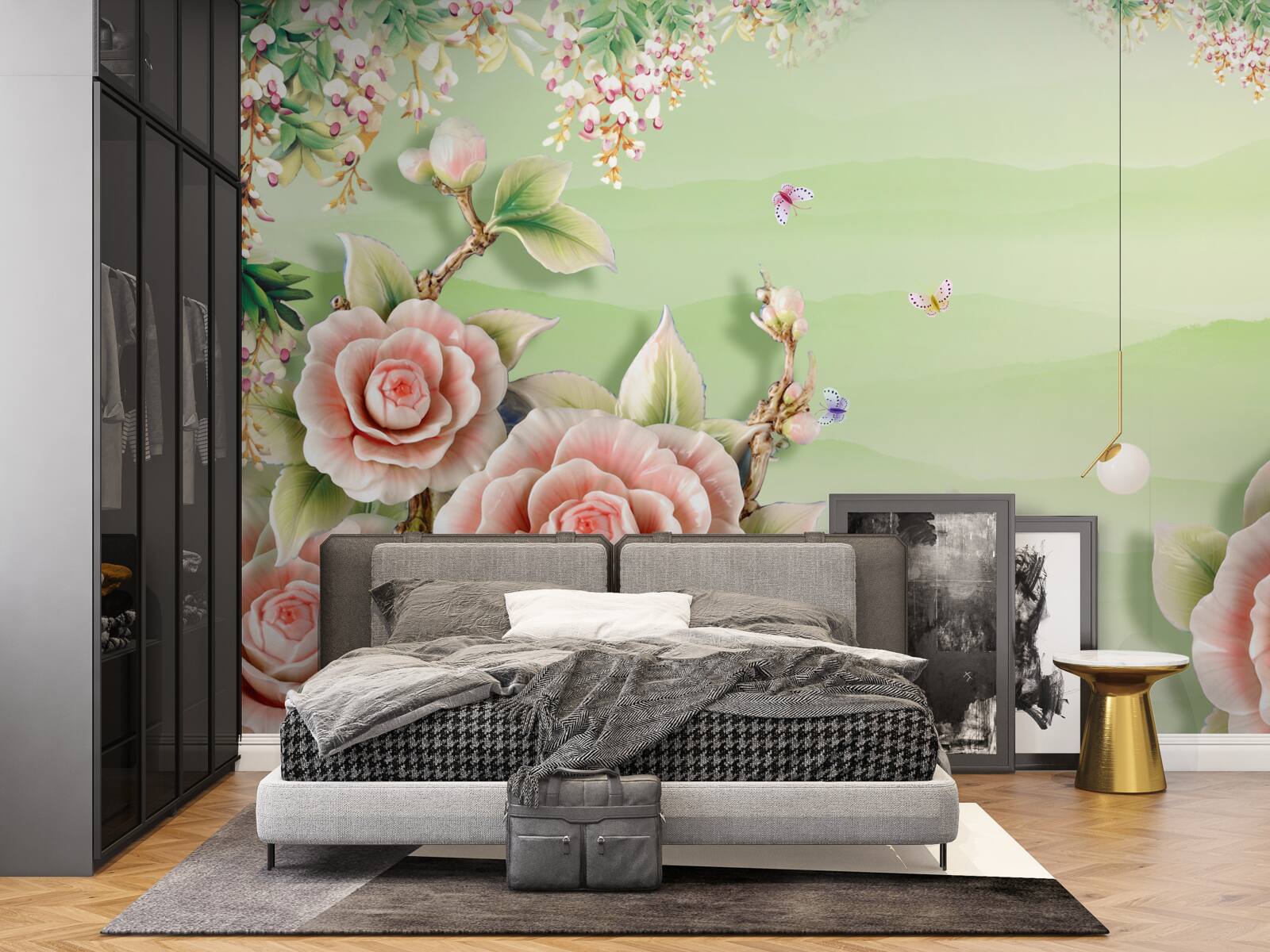 Papier peint magnifiques roses en porcelaine