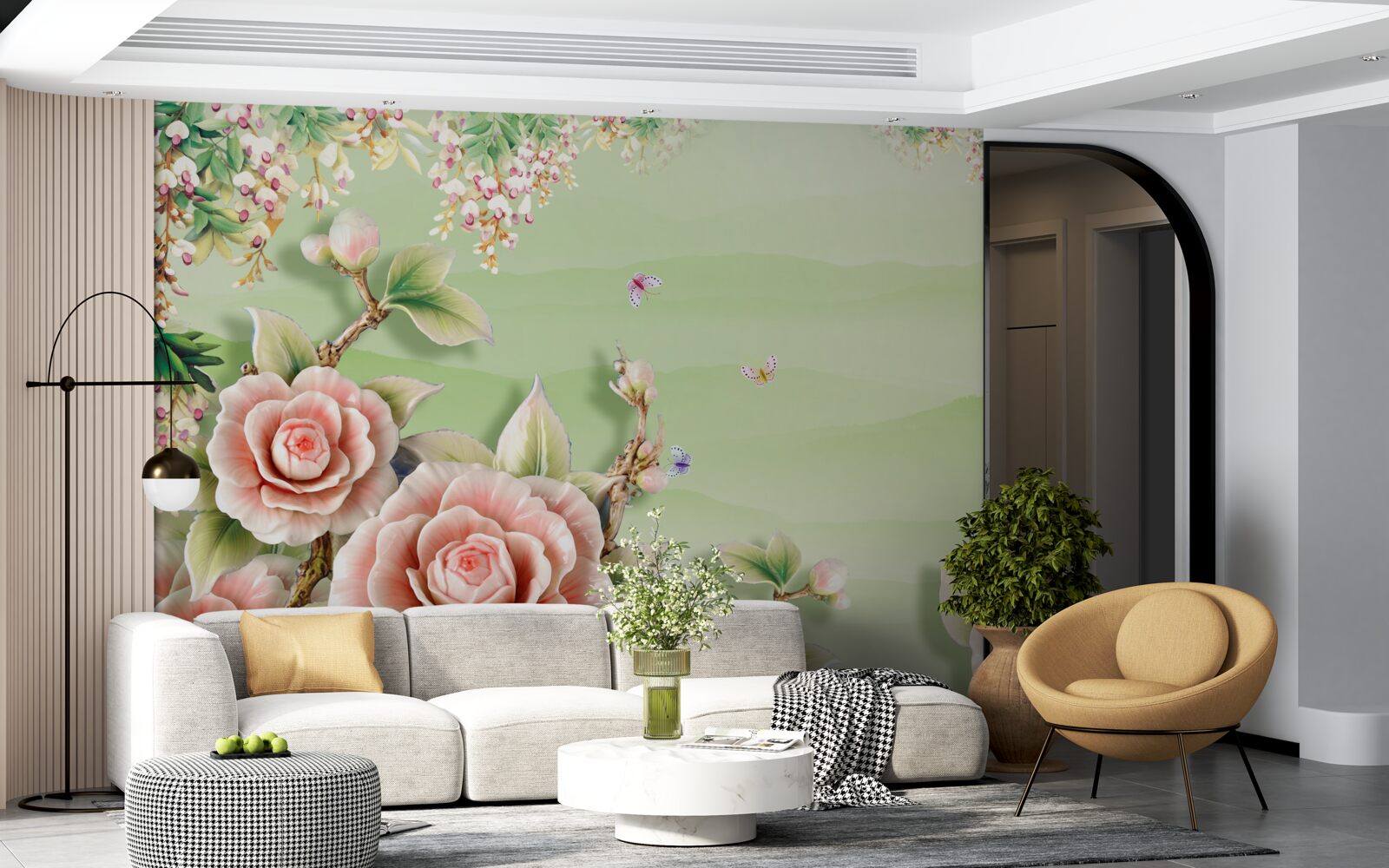 Papier peint magnifiques roses en porcelaine