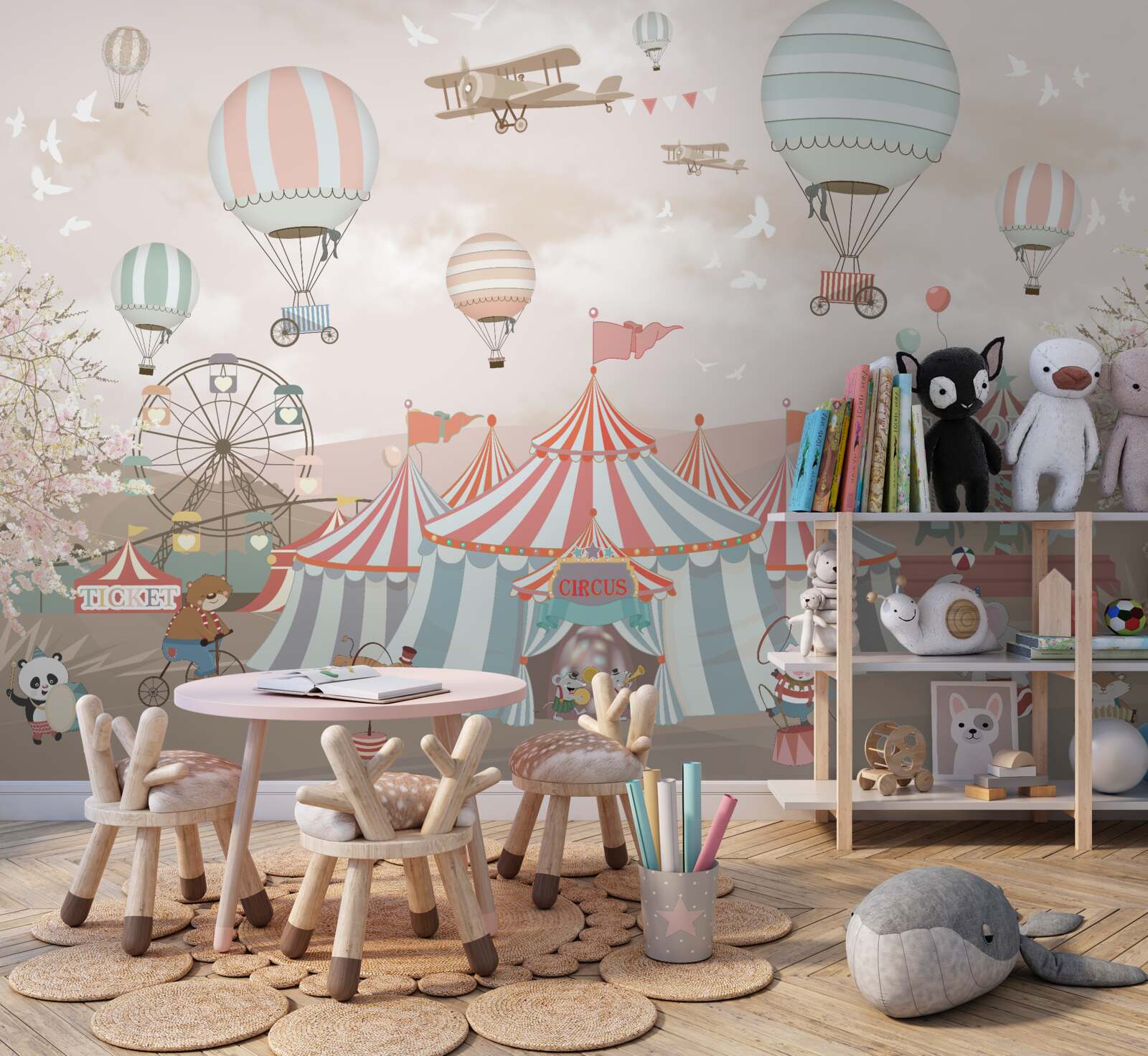 Papier peint ballons et numéros de cirque