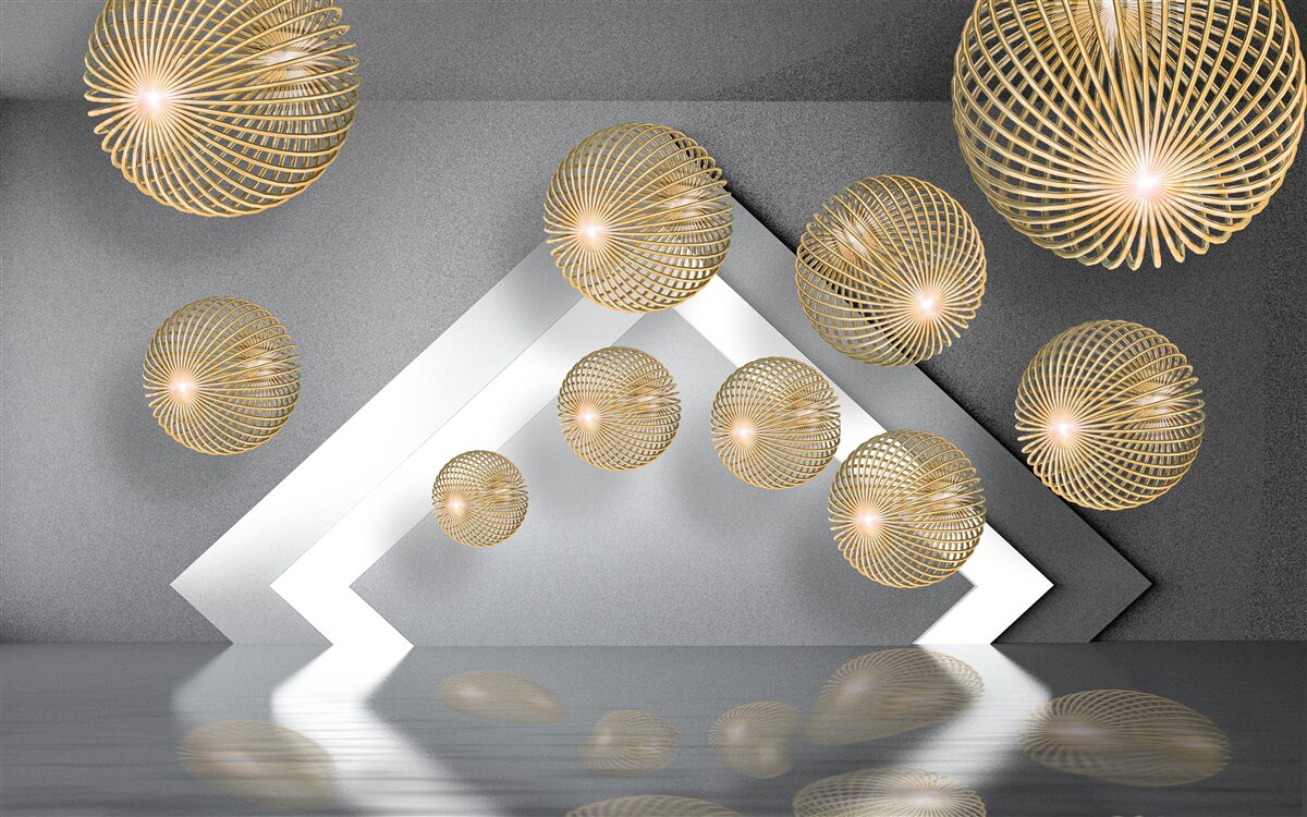 Papier peint boules de bronze flottantes texturées
