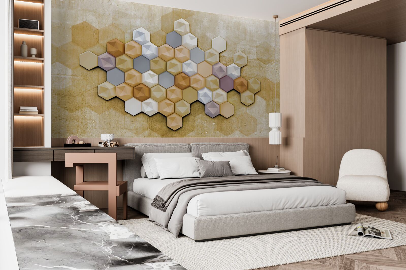Papier peint design des cellules dans des tons vifs de mosaïque