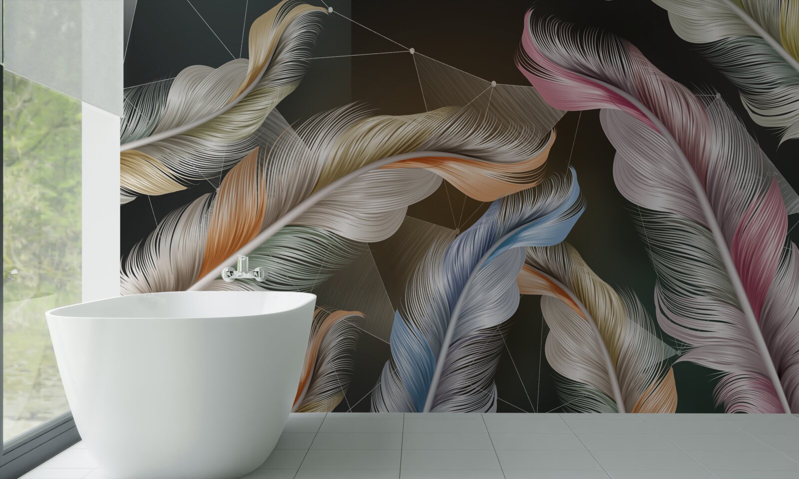 Papier peint plumes d'oiseaux de différentes teintes