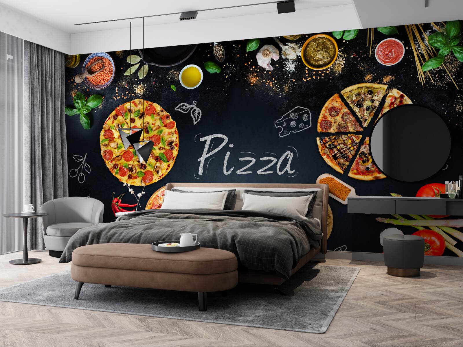 Papier peint d'autres produits alimentaires tels que les pizzas
