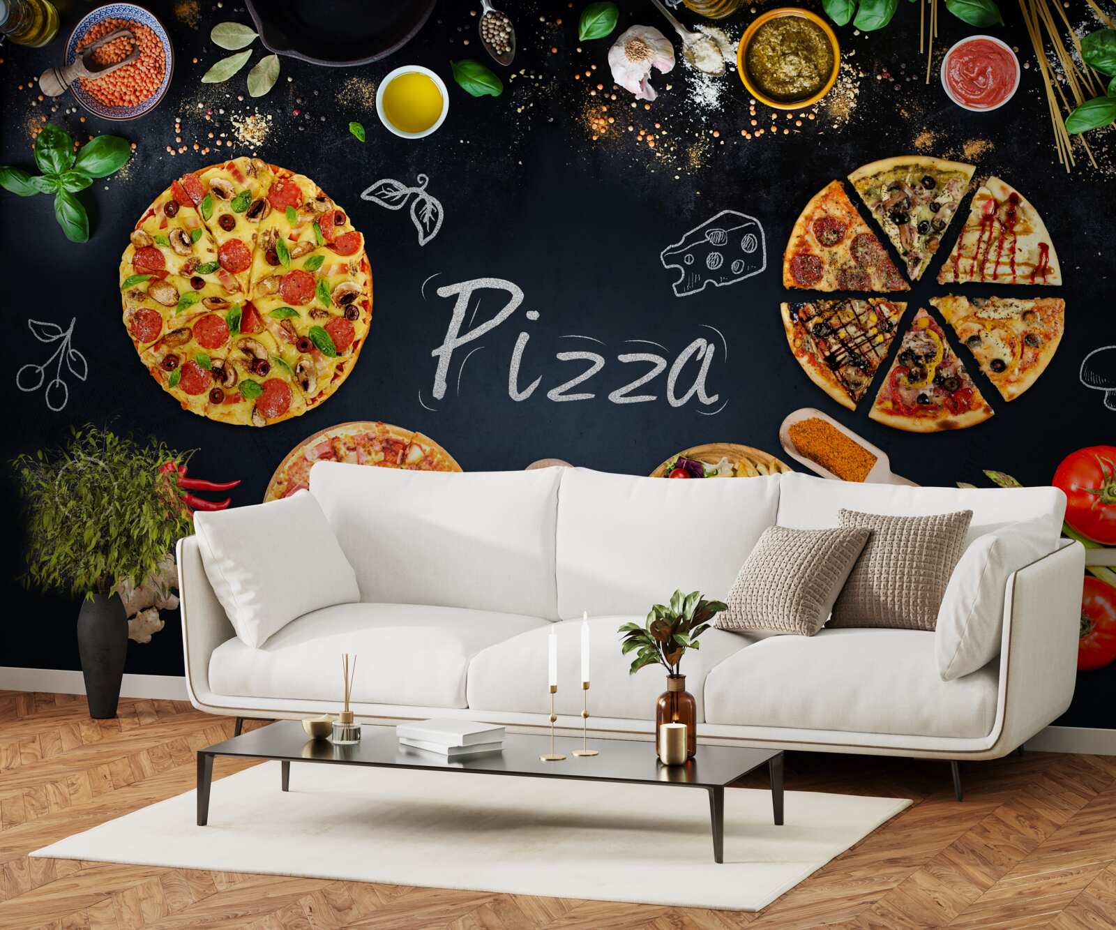 Papier peint d'autres produits alimentaires tels que les pizzas
