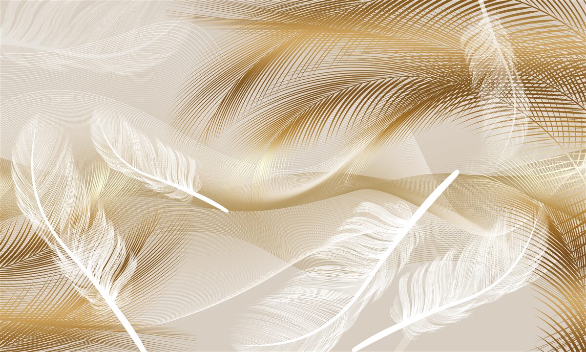 Papier peint Plume abstraite dans des couleurs beiges