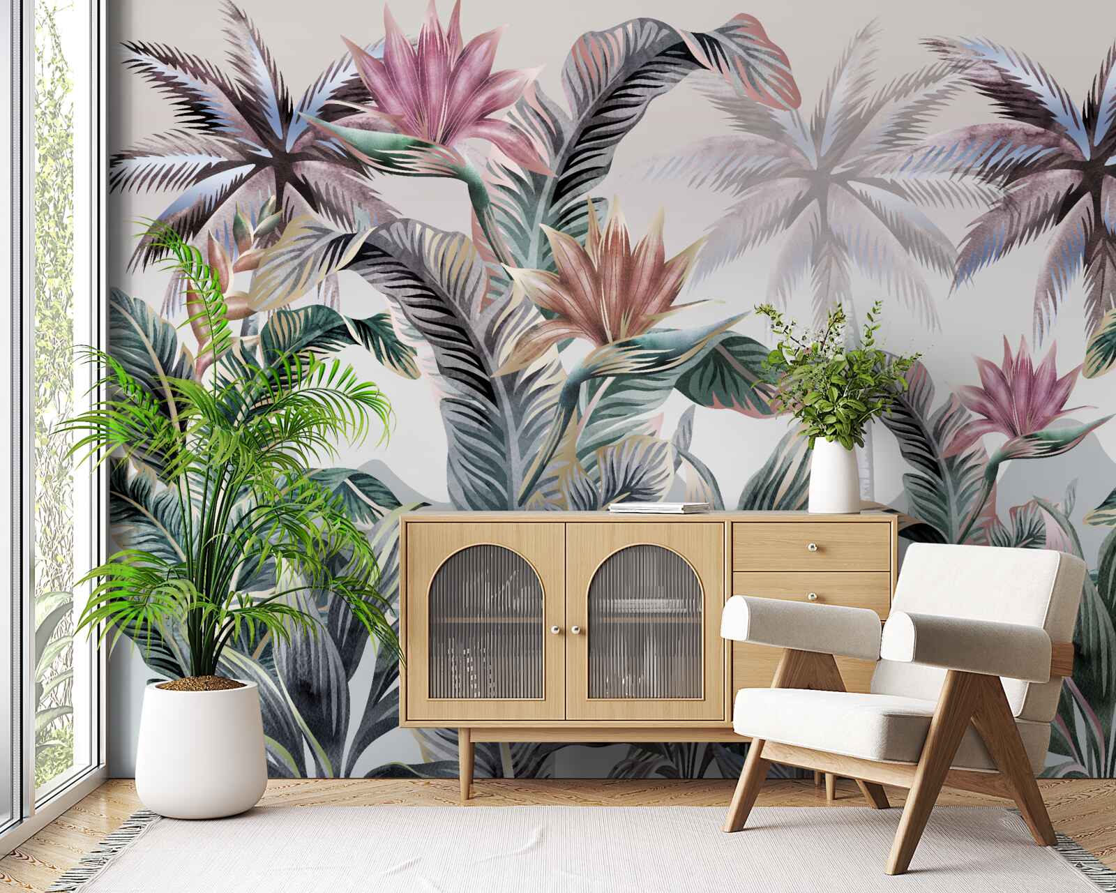 Papier peint les arbres avec des feuilles poussent dans la jungle