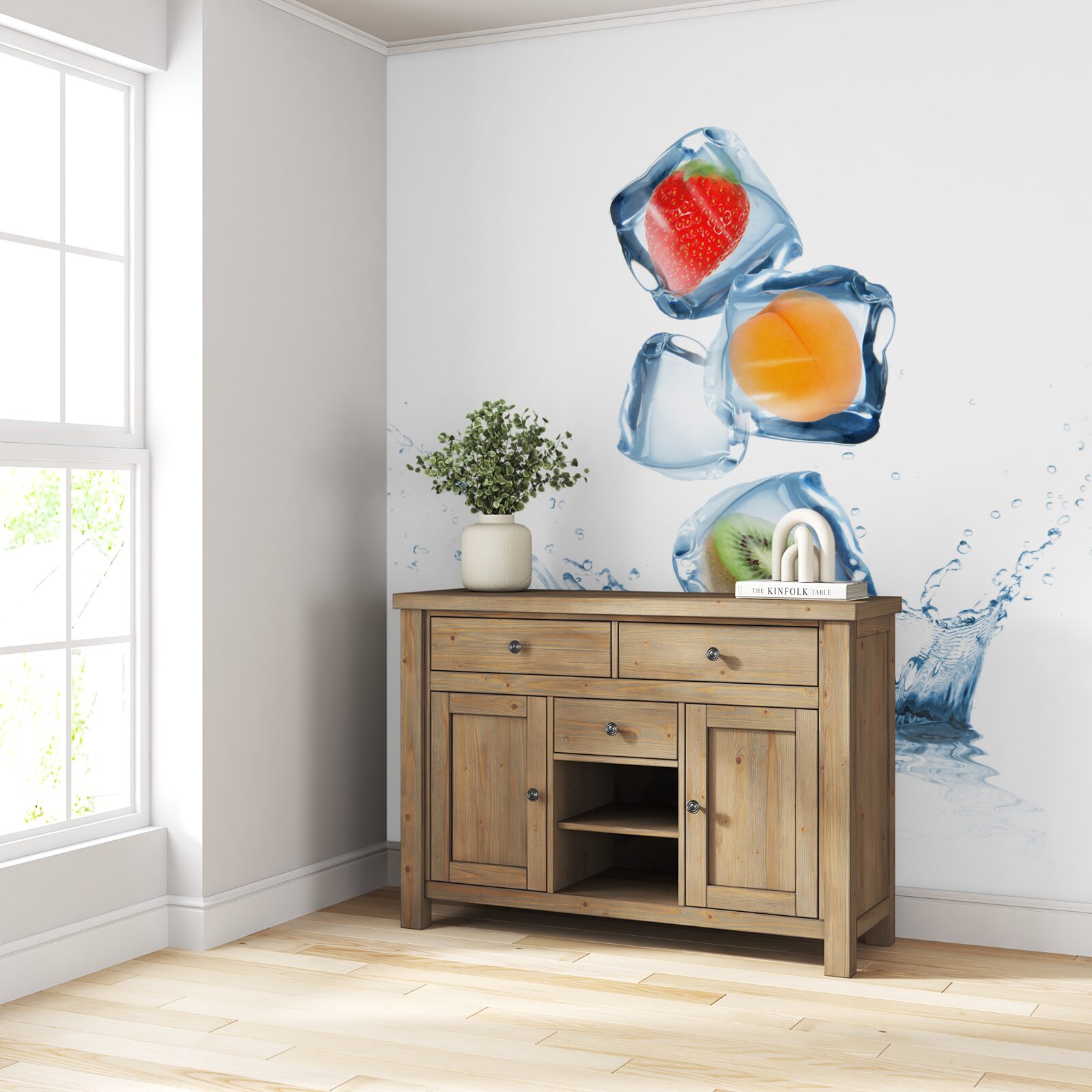 Papier peint glaçons aux fruits