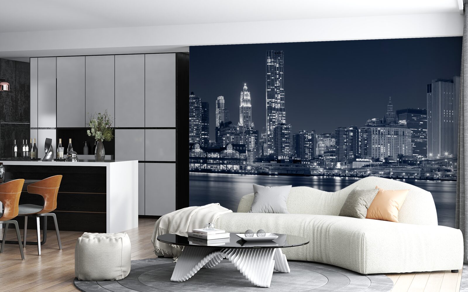 Papier peint pont de brooklyn et manhattan la nuit