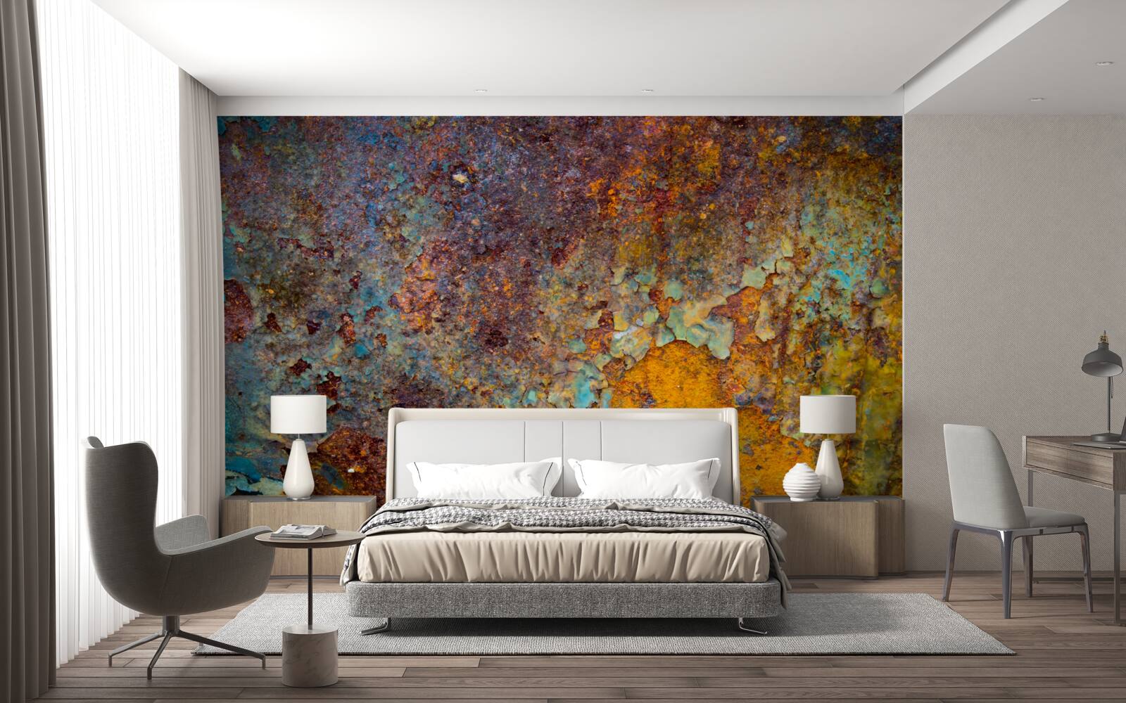 Papier peint mur en métal rouillé