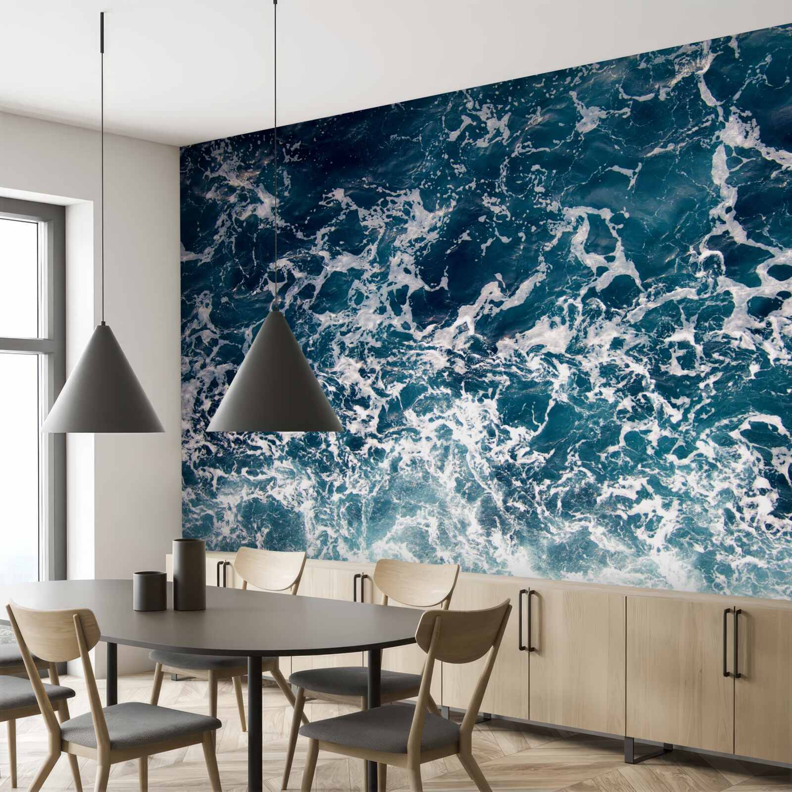 Papier peint des vagues gonflées de couleur azur