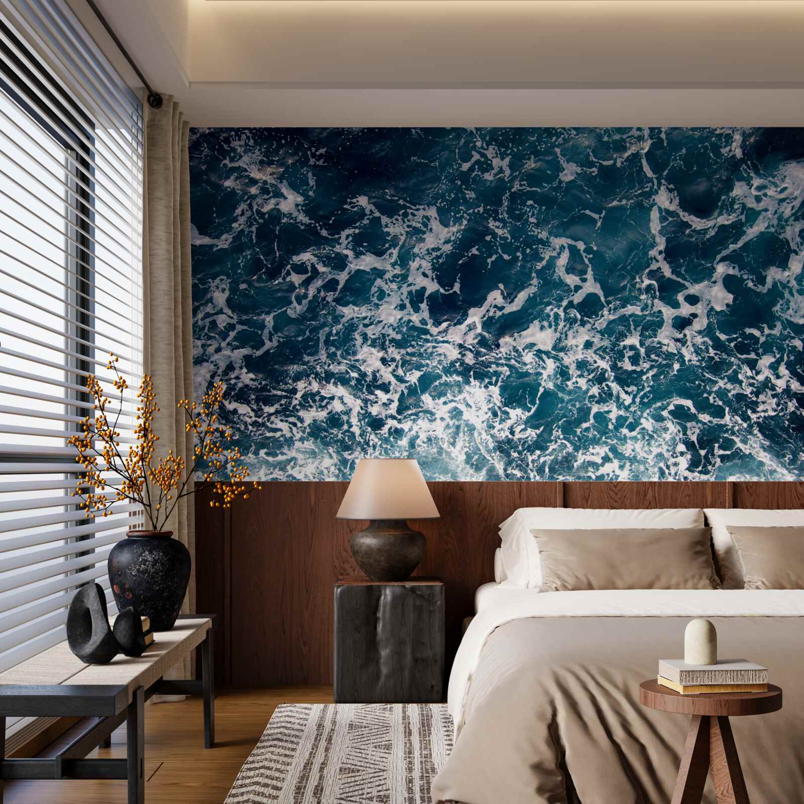 Papier peint des vagues gonflées de couleur azur