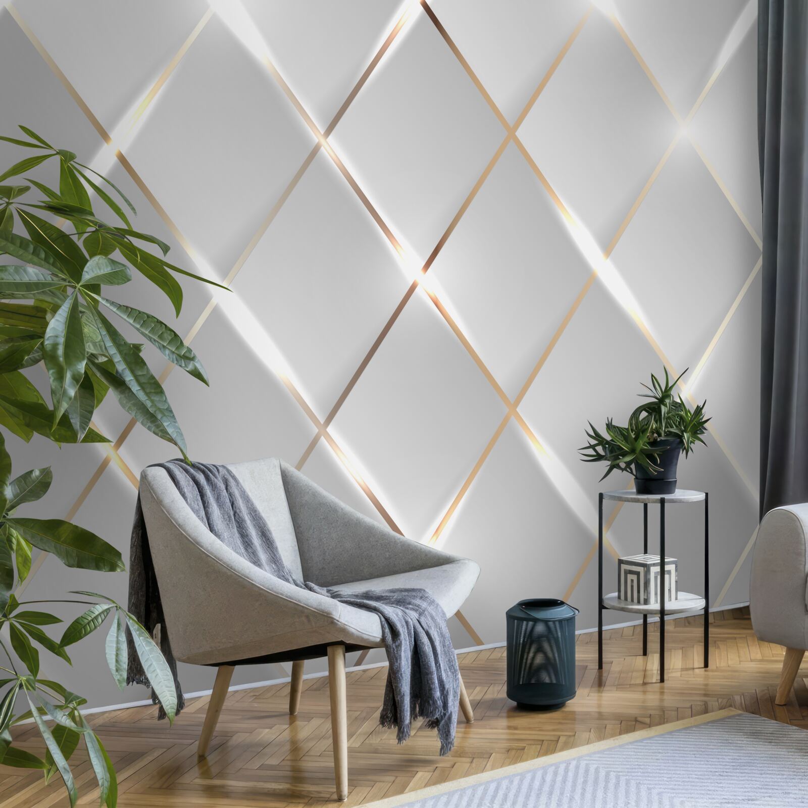 Papier peint services de porcelaine en or et en argent