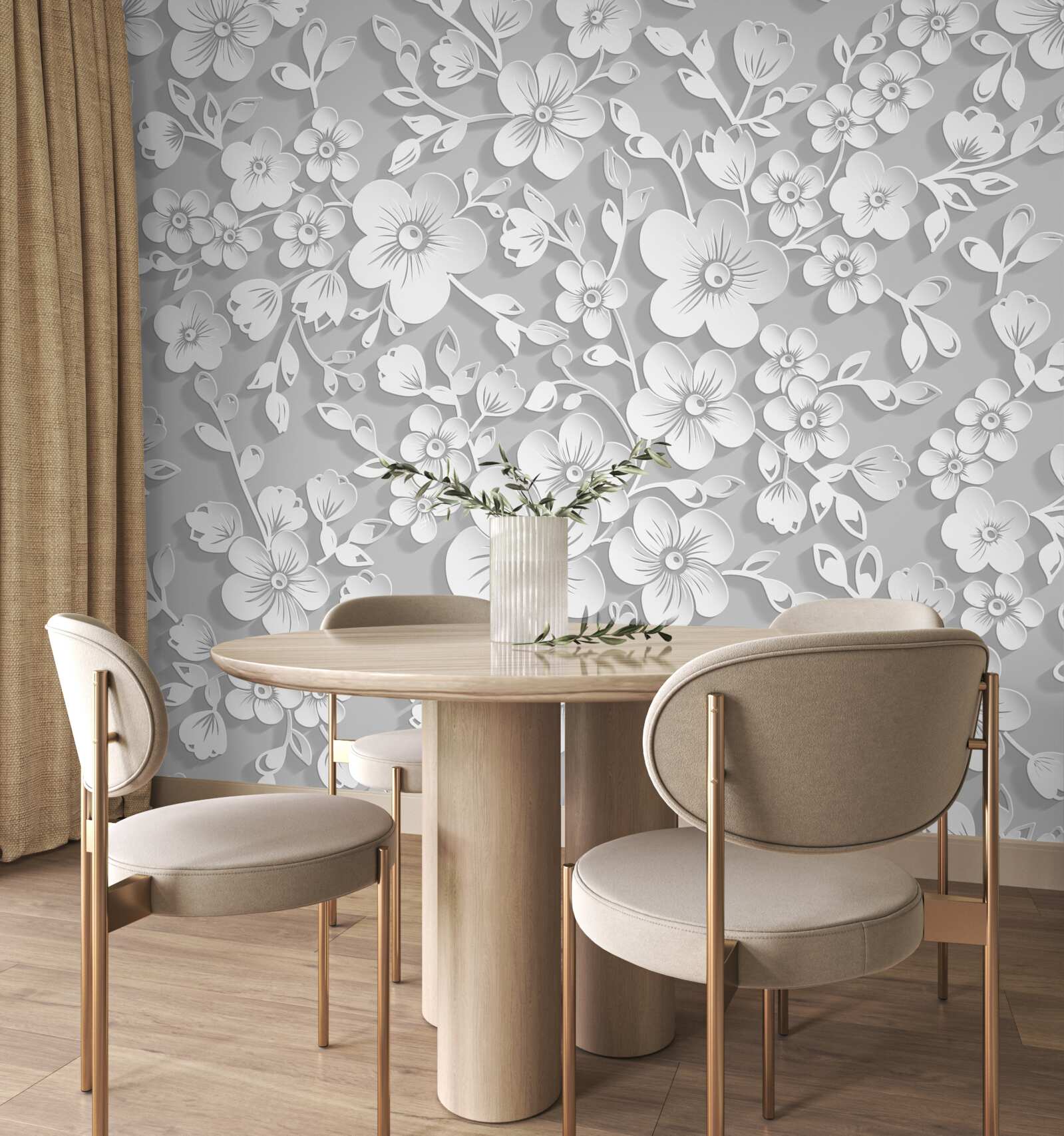 Papier peint un grand nombre de petites fleurs blanches comme la neige