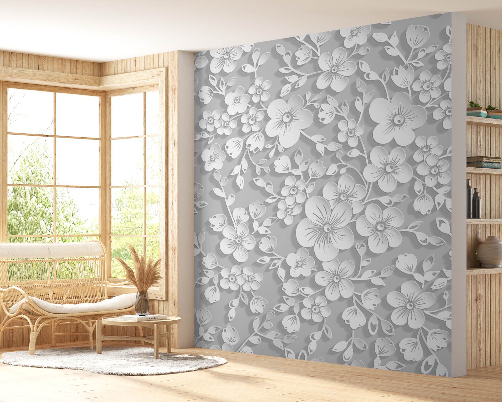 Papier peint un grand nombre de petites fleurs blanches comme la neige
