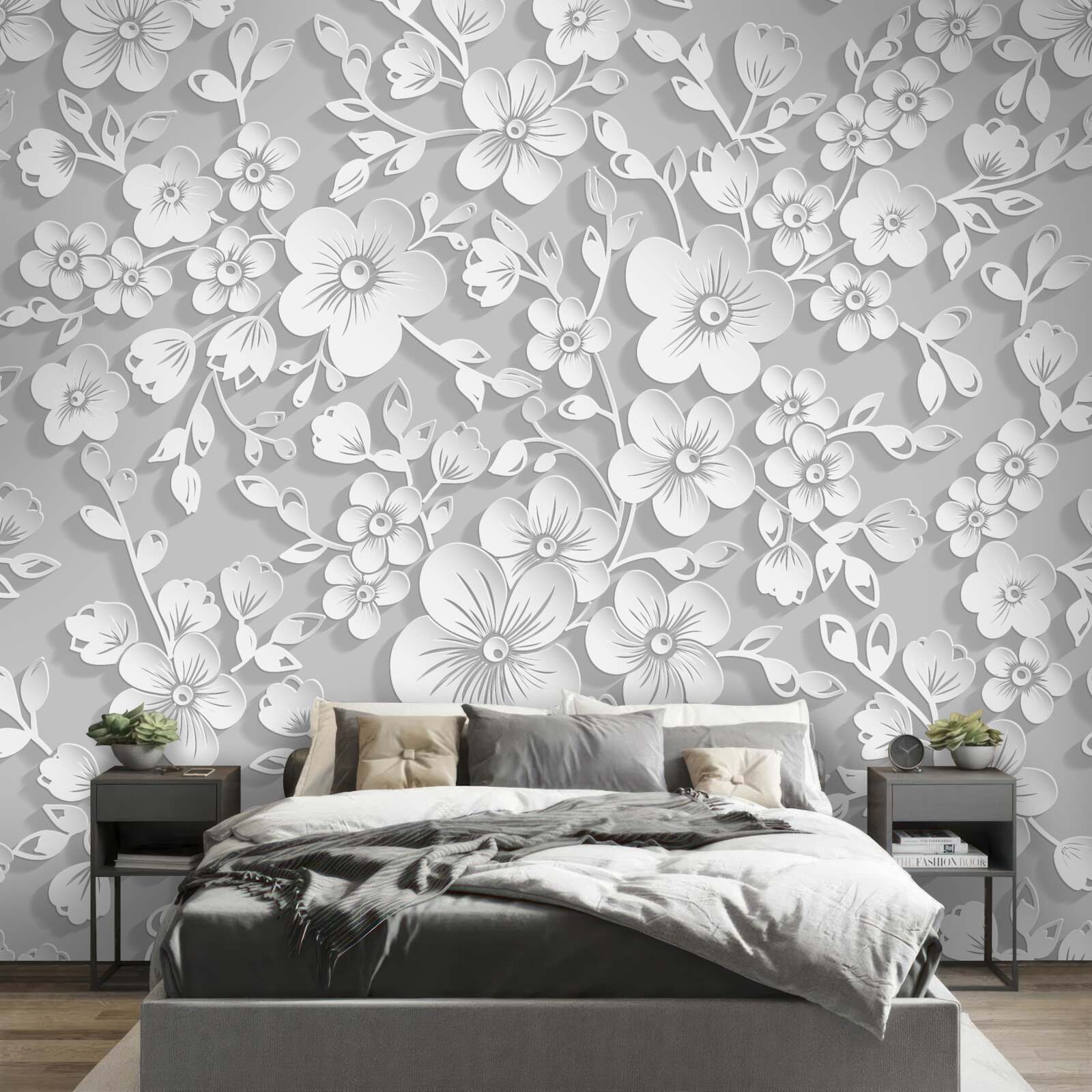 Papier peint un grand nombre de petites fleurs blanches comme la neige