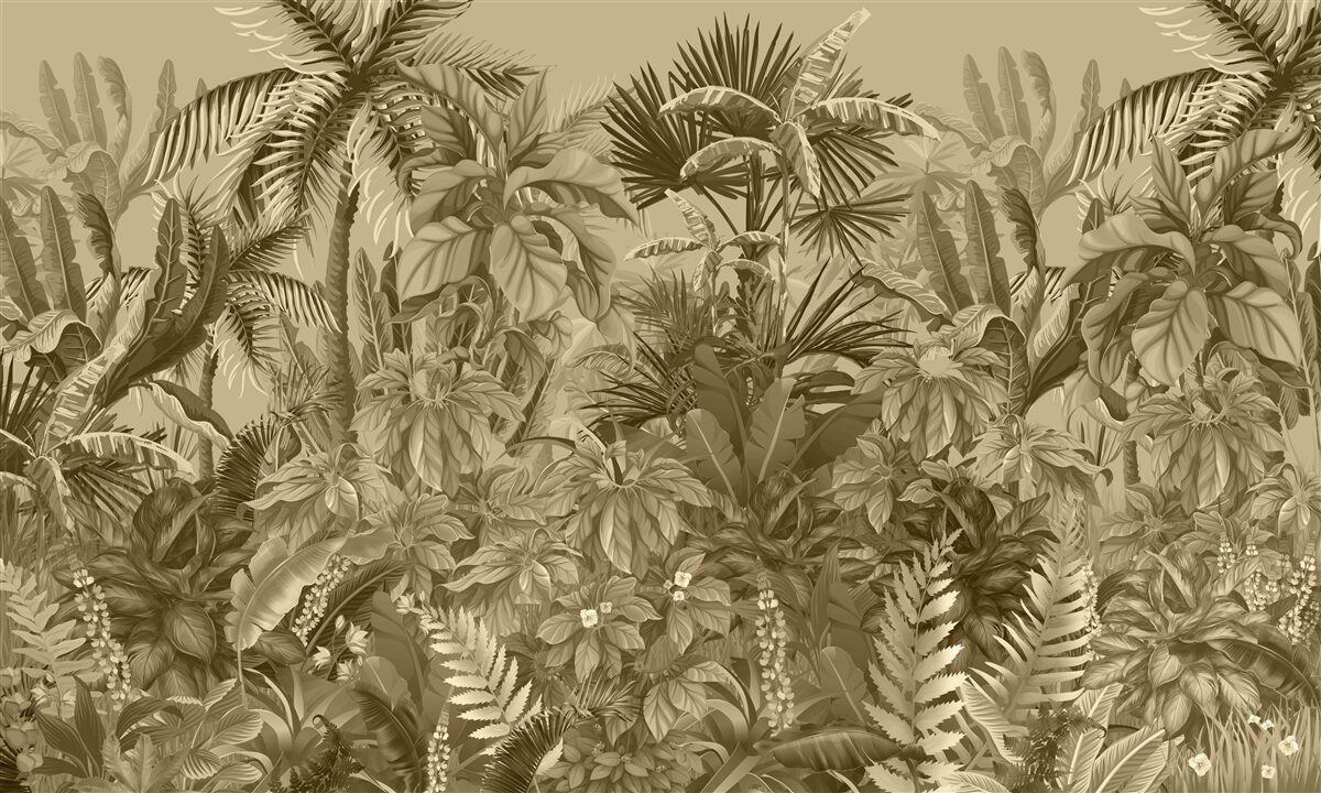 Papier peint forêt tropicale sépia